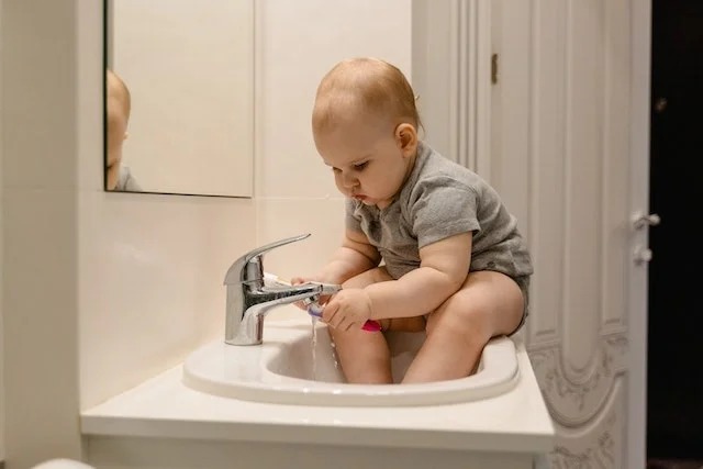 when to start potty training a baby, start it when he shows interest in toilet.